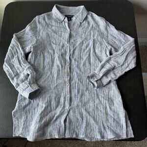 Tahari 100% Linen Tunic Size Medium Textured Roll Tab Sleeves Long Beach Resort